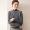 Novo Estilo de Outono Feminino Gola Meia-Alta Retrô Tricô Trançado Jacquard Cashmere Suéter Manga Longa Camada Base Tricô