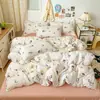 Juego de funda de edredón para dormitorio de cuatro piezas, sábana para cama de dormitorio de estudiante, juego de ropa de cama de tres piezas de algodón lavado individual/doble