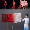 Abanico Danza del Río de la Vida Danza Clásica China Abanico Largo de Seda Abanico de Baile Blanco Vino Rojo Degradado [15 Días