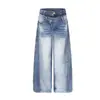 Nuevos jeans de doble cintura estilo retro americano para otoño e invierno de Magic Bear, de pierna recta, pantalones anchos de corte limpio únicos