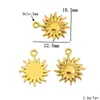 Aço Inoxidável Galvanizado a Vácuo Ouro 18K Pingente Pequeno de Sol Retrô DIY Colar Pulseira Charme de Sol Acessórios de Joias