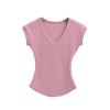 Pura Lujuria Sexy Sexy Cuello en V Cintura de Hormiga Camiseta de Manga Corta para Mujer 2025 Verano Nueva Dulce Niña Top Básico