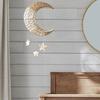 Decoraciones Colgantes de Pared Tejidas de Ratán y Paja con Forma de Luna y Estrella para Habitación Infantil, Accesorios de Fotografía y Colgantes de Pared