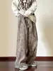 Estilo Hong Kong Plantação de Rua Floral High Street Personalidade Cool Nicho Moda Jovem Tendência Calça Reta Forrada com Fleece Masculina Tendência