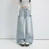 Colección Otoño 2026 Retro Americano Holgados de Cintura Alta Pierna Ancha Jeans Rotos Otoño/Invierno Versátiles de Caída para Mujer y Pantalones