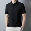 Camiseta de manga corta para hombre sin costuras de alta elasticidad, nueva de verano, polo de punto de amoníaco elástico, venta al por mayor, entrega en una sola pieza