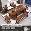 Juego Grande de Mesa y Sillas para Té, Combinación de Cama Luohan, Una Mesa y Cinco Sillas, Mesa de Té de Oficina, Uso en el Hogar, Mesa de Té de Madera Maciza Estilo Zen Nuevo Chino