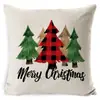 Cojín festivo navideño transfronterizo de Amazon con diseños de renos y muñeco de nieve, cojín colorido para respaldo de sofá