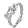 Tótem Étnico Dragón Plateado y Fénix Relieve Anillo Dragón y Fénix Pareja Apertura Anillo de Dedo Dragón y Fénix Regalo de San Valentín