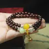 Estilo Étnico da Maré Nacional Folha Criativa Pulseira de Contas de Madeira de Rosewood com Escultura de Joias Pulseira de Jade para Homens e Mulheres