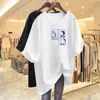 Nova Camiseta de Manga Curta de Comprimento Médio para o Verão de 2026, Novo Estilo para Mães Plus Size, Tamanho Grande, Cobre a Barriga, Cobre o Quadril, Blusa da Moda