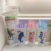Vaso para Jugo con Tapa Vaso de Plástico PP Vaso con Popote Vaso de Plástico Creativo Vaso de Agua para Niños Vaso con Popote Lindo Venta Caliente Transfronteriza