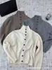 Elegante Suéter Grueso de Lana Otoño e Invierno para Mujer, Cárdigan de Punto con Botones, Suéter Abrigo de Moda Versátil de Cuello Alto, Corte Holgado