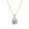 Collar de Rueda de la Fortuna S925 Gota de Agua Brillante con Letras X Cruzadas Incrustadas con Circonita, Accesorio Dulce Simple y Elegante