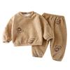 Traje cálido para niños, nuevo invierno y otoño, forro polar para bebés, ropa de casa gruesa para niñas, pijamas para niños, ropa para niños al por mayor