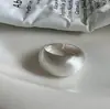 Anel Minimalista Estilo Coreano Japonês e Coreano Prata Esterlina S925 Escovado Fosco Versátil para o Dia a Dia