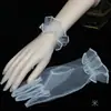 Boda Novia Vestido de Novia Guantes de Noche Volantes Negro Multicolor Tul Exquisito Corto Guantes de Cosplay para Actuación
