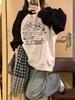 Sudadera Gruesa con Forro Polar Estilo Dibujo Animado Japonés de Perro para Mujer, Primavera, Otoño e Invierno, Estilo Universitario, Estilo Mejor Amigo, Manga Raglán, Manga Larga, Algodón