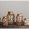 Vaso de Vidro Torcido com Corda de Cânhamo Vintage Tecido à Mão Estilo Americano Country Criativo Vaso Hidropônico Ornamentos de Mesa Vaso de Flores