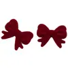 Coreano Dulce Otoño e Invierno Felpa Borgoña Lazo con Perlas Tocado Pendientes DIY Joyería Accesorios Hechos a Mano Venta al por Mayor