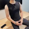 Camiseta de verano fina, elástica, sin mangas y absorbente del sudor, ajustada, estilo coreano, deportiva, para correr y fitness para hombre.