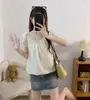 Top Único Estilo Francês Novo de Verão Plus Size, Blusa Chic Juvenil, Camisa Curta Simples Bordada de Nicho