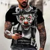 Camiseta Unisex de Manga Corta con Cuello Redondo, Patrón de Payaso DC, Máscara Maligna 3D, Suministro de Fábrica de Estación Independiente de Camarones de Amazon