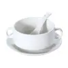 Cuenco de sopa blanco puro de estilo occidental simple y creativo con dos asas, taza de sopa, cuenco para sopa, vajilla de cerámica para hornear, cuenco para avena de desayuno, cuenco para postre