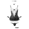 Sexy lingerie sexy lace maid conjunto papel malha empregada doméstica sem encosto linda empregada doméstica uma geração de cabelo
