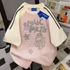 Camisetas Populares de Manga Curta com Estampa de Letras Estilo Americano Preguiçoso para Homens e Mulheres, Tops Populares de Verão Estilo Neutro Simples