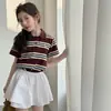 Conjunto de Falda y Camisa de Manga Corta para Niña Verano Rayas Camisa Polo Falda Corta Atuendo de Verano para Niña Vestido Camiseta Moderno