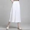 Pantalones Anchos de Algodón y Lino de Color Sólido, Estilo Nuevo Verano 2026, Talla Grande Artísticos para Mujer, Pantalones Cortos Casuales Cómodos para Mujer