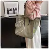 Suministro Exclusivo Transfronterizo de Bolsas Tote de Nylon con Diseño de Cierre de Cordón, Bolsos de Hombro Ligeros para Mujer, Se Pueden Estampar con Texto o Logo
