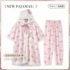 Pijama de flanela coral para mulheres outono e inverno novo estilo vermelho online calça camisola de pelúcia quente espessa traje de casa de alta qualidade