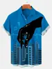 Camisa Criativa Elemento Cruzado Nova 2025 Estampa Digital 3D Camisa Tendência Solta de Manga Curta Top Masculino