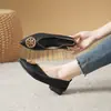 Sapatos de Trabalho Quadrados de Couro Macio para Mulheres, Solas Macias Que Não Cansam Após Ficar em Pé por Muito Tempo, Sapatos de Trabalho Profissionais, Saltos Altos Confortáveis, Saltos Grossos Que Não Caem