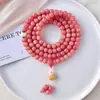Pulseira Bodhi Flor Flutuante Rosa Pêssego, Vento Suave nos Dedos, Contas Macias, Contas de Rosário, Multicírculo, Disco Versátil para Segurar na Mão para Mulheres