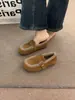 Mocasines retro esmerilados estilo bosque con felpa 2026 modernos de otoño e invierno cálidos sin cordones abuela suela suave Zapatos de algodón Birkenstock
