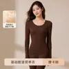Camiseta Térmica de Lana Proteica con Relleno de Plumón para Mujer, Absorbe la Humedad, Genera Calor, Sin Costuras, Hidratante para la Piel, Antiestática, para Otoño e Invierno