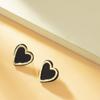Pendientes de Botón de Amor Blanco y Negro Phnom Penh Nuevos Simples Coreanos de Aguja de Plata 925 Diseño de Moda Versátil Pendientes Personalizados