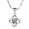 Collar de plata estilo coreano para niñas, cadena para clavícula, colgante de hoja y hierba de cuatro piezas, simple, flor de la suerte giratoria Mori para novias, collar de hierba