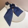 Estilo Preguiçoso Diário Retrô Laço Azul Jeans Fita Anel de Cabelo Design Simples Elegante Elegante Anel de Cabelo para Rabo de Cavalo