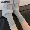 Calcetines grises de media pantorrilla para mujer para primavera y otoño, calcetines holgados de algodón puro estilo Miu, calcetines largos versátiles estilo coreano ins para verano