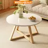 Juego de Mesa de Café Sencillo de Madera Maciza Japonesa Mesa Redonda Pequeña para Apartamento Dormitorio Mesa Auxiliar para Sofá de Sala de Estar Mesa de Té para Balcón