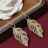 Aretes de Aguja de Plata con Diseño de Hoja Hueca de Circonita, Simples y Elegantes, Únicos y Elegantes, Lujo Ligero, Aretes de Nicho de Gama Alta