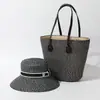 Bolso de paja estilo Chanel, conjunto estilo old money, pequeño colgante, bolso y sombrero de moda y versátiles, ligero y protector solar