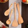 Espátula de Cocina de Madera Maciza para Uso en el Hogar, Hecha de Madera Kemu con un Mango Largo, Espátula de Madera, Cuchara de Sopa de Madera, Cuchara para Arroz de Madera, Específicamente para Ollas Antiadherentes