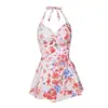 Trajes de Baño para Parejas Transfronterizos, Nuevo Estilo de Verano, Estampado, Elegante, Adelgazante, que Oculta el Vientre, Traje de Baño de una Pieza Estilo Falda, Bermudas de Playa para Hombre