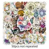 50 Piezas de Pegatinas de Reloj Mecánico Retro, Reloj Nostálgico Estilo de Arte Creativo Pegatinas Decorativas Impermeables para Equipaje Venta al por Mayor