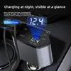 Carregador de Celular para Carro com Display Digital, Carregador Super Rápido de 120W, Cabo Retrátil Duplo USB C e Cabo iPhone para Todos os Celulares